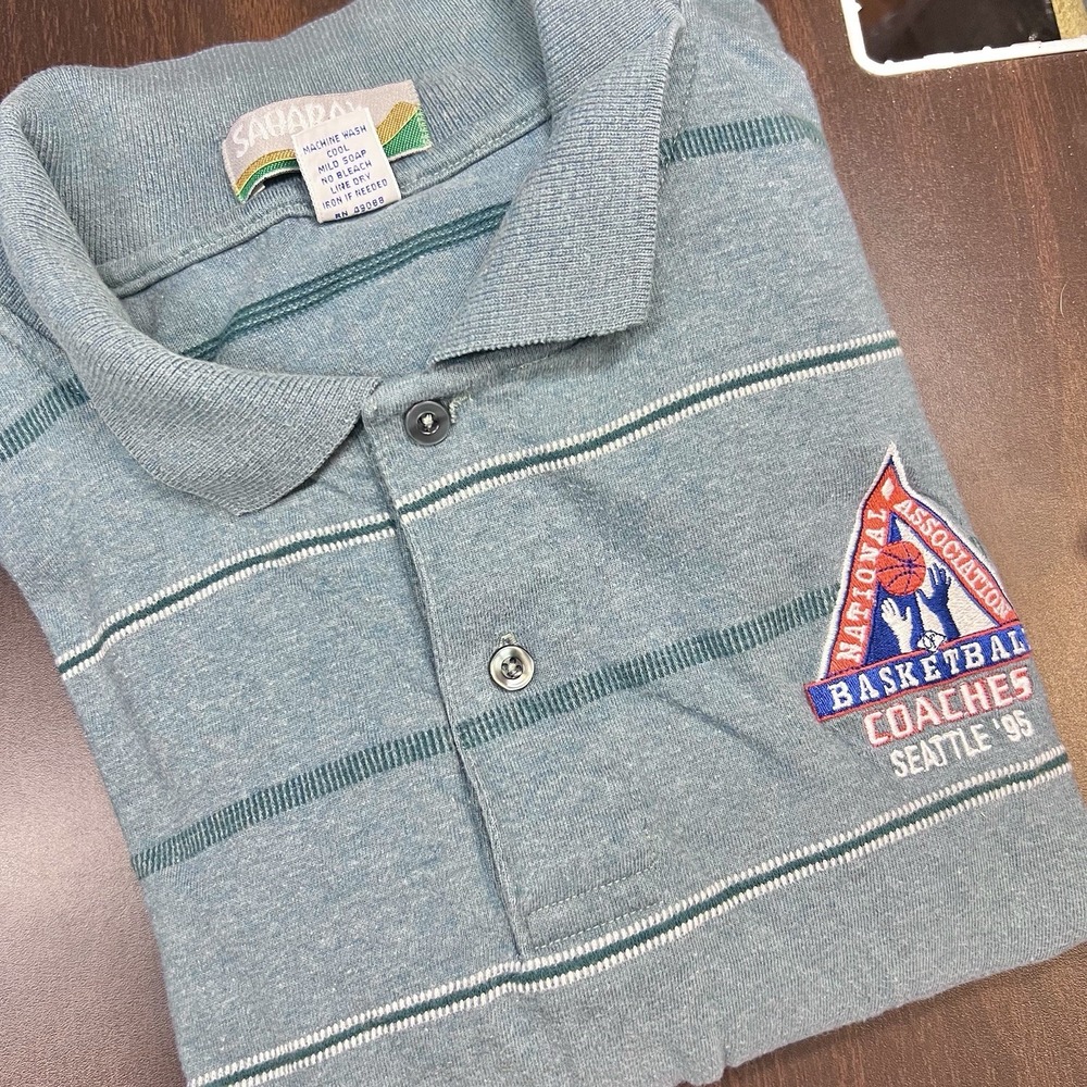 Vintage 1995 National Basketball Coaches Seattle Polo Shirt XXL USA Made Sahara